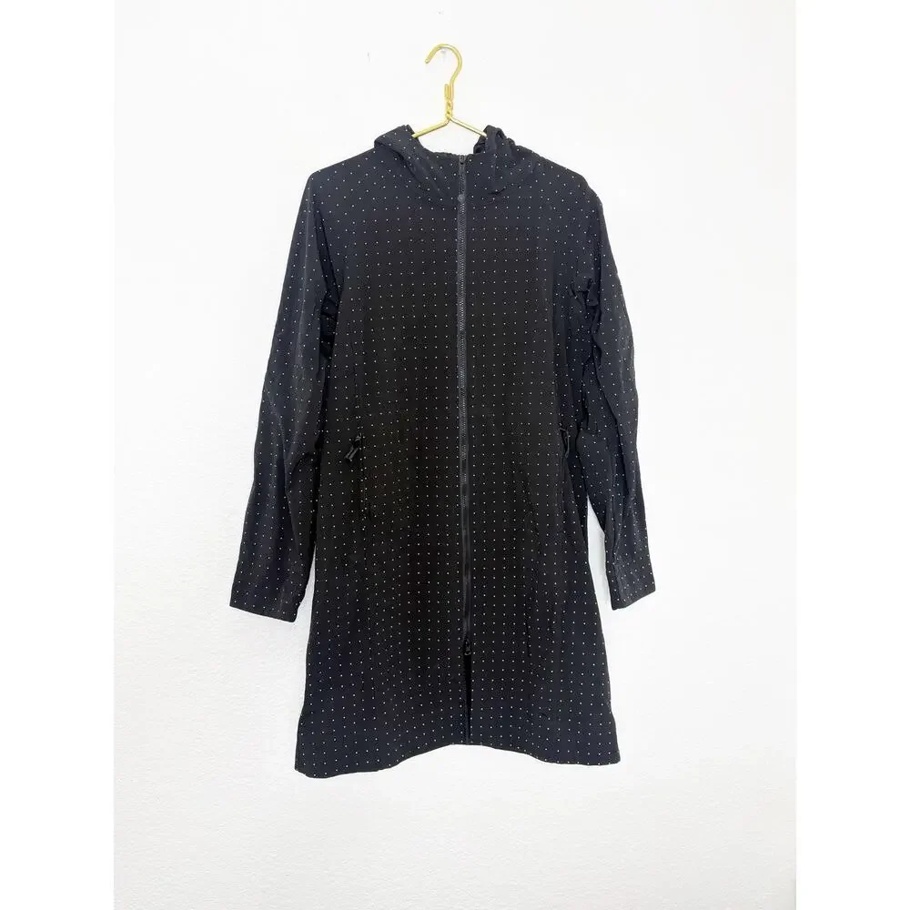 Lululemon Apres Yoga Jacket Black White Polka Dots Mid Length Hoodie